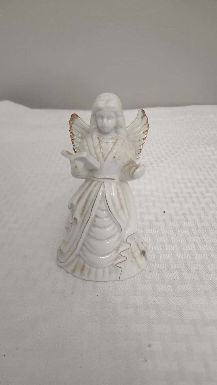 Vintage Porcelain Angel Figurine with Gold Trim